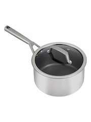 Ninja Silver ZEROSTICK Stainless Steel 20cm Saucepan with Lid - Image 1 of 1