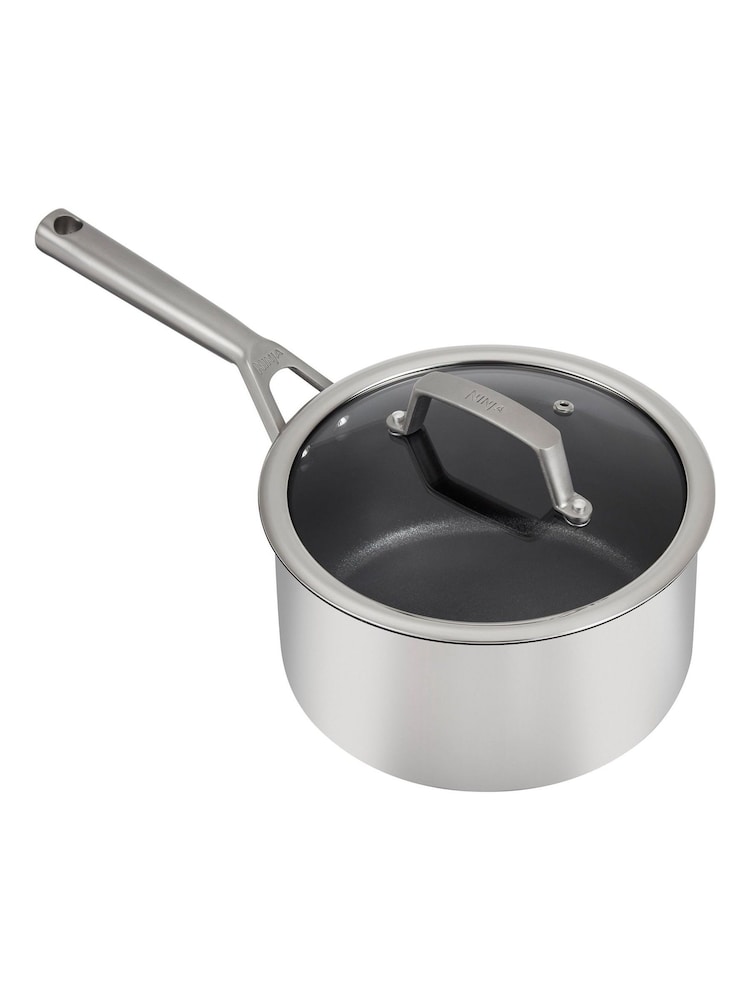 Ninja Silver ZEROSTICK Stainless Steel 20cm Saucepan with Lid - Image 1 of 1