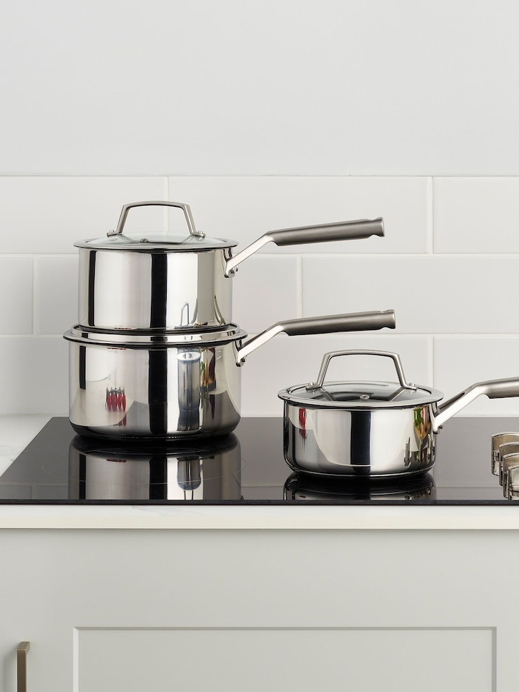 Ninja Silver ZEROSTICK Stainless Steel 3-Piece Pan Set - Image 1 of 1
