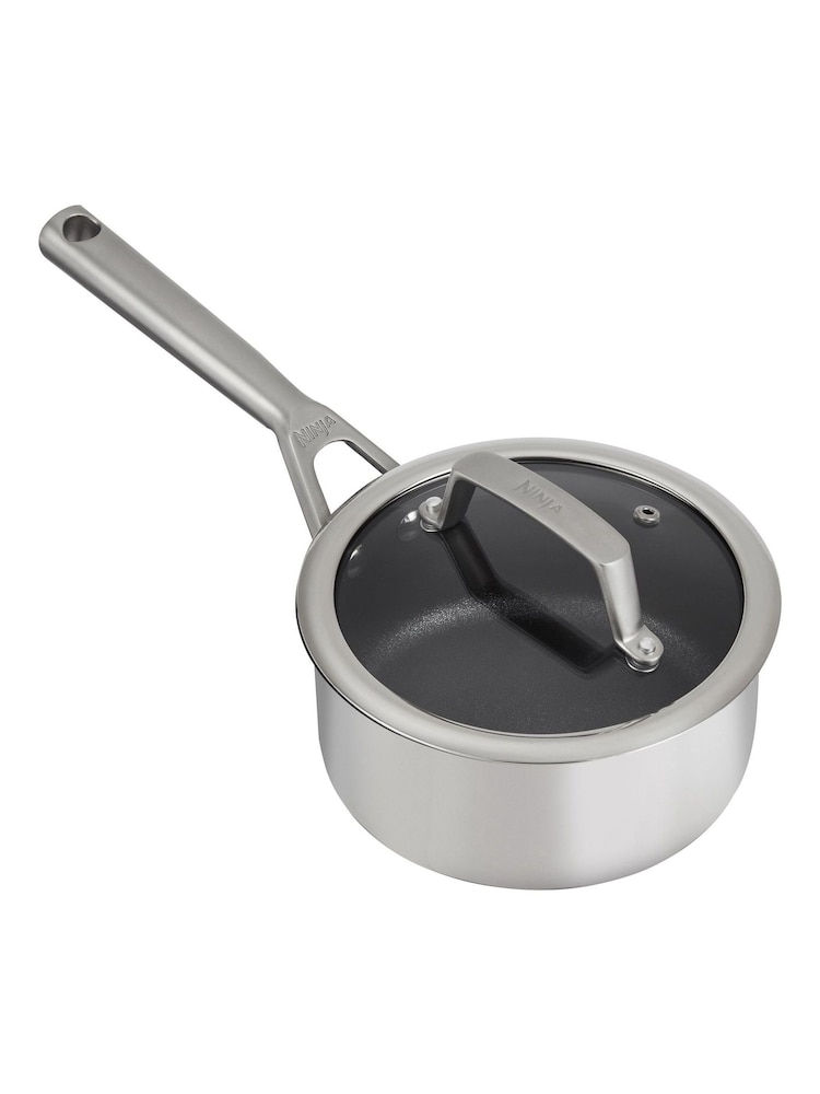 Ninja Silver ZEROSTICK Stainless Steel 16cm Saucepan with Lid - Image 1 of 1