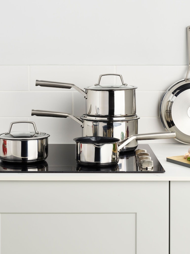 Ninja Silver ZEROSTICK Stainless Steel 5-Piece Pan Set - Image 1 of 6