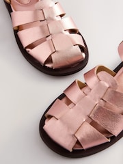 Rose Gold Metallic Leather Fisherman Sandals - Image 3 of 9