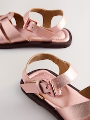 Rose Gold Metallic Leather Fisherman Sandals - Image 4 of 9