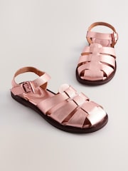Rose Gold Metallic Leather Fisherman Sandals - Image 9 of 9