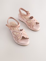 Pink Butterfly Wedge Sandals - Image 1 of 5
