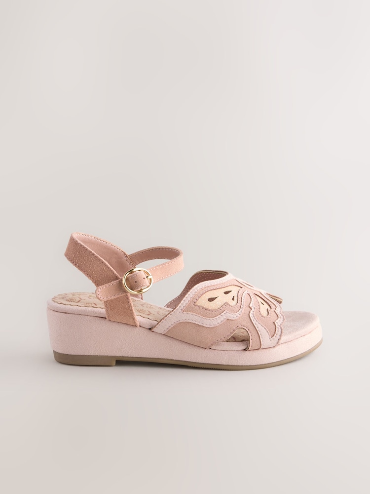 Pink Butterfly Wedge Sandals - Image 2 of 5