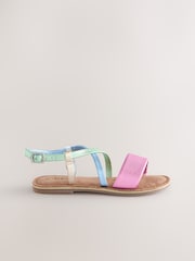 Rainbow Metallic Leather Strappy Buckle Fastening Sandals - Image 2 of 5