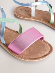 Rainbow Metallic Leather Strappy Buckle Fastening Sandals - Image 3 of 5