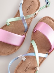 Rainbow Metallic Leather Strappy Buckle Fastening Sandals - Image 5 of 5