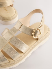 Gold Metallic Standard Fit (F) Chunky Fisherman Sandals - Image 4 of 5