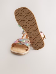Rainbow Wide Fit (G) Leather Woven Sandals - Image 4 of 5