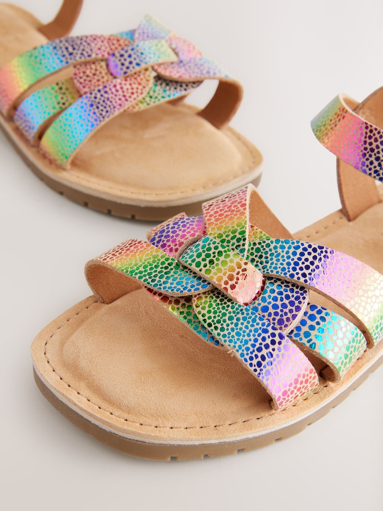 Rainbow Wide Fit (G) Leather Woven Sandals - Image 5 of 5