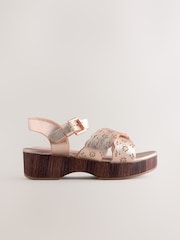 Cuero dorado rosa - Sandalias con cuña de corcho - Imagen 2 de 5