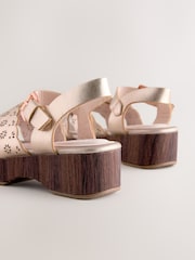 Cuero dorado rosa - Sandalias con cuña de corcho - Imagen 5 de 5