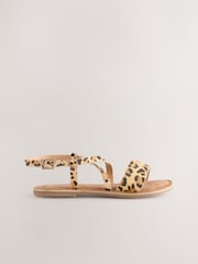 Animal Print Leather Strappy Buckle Fastening Sandals - Image 2 of 5