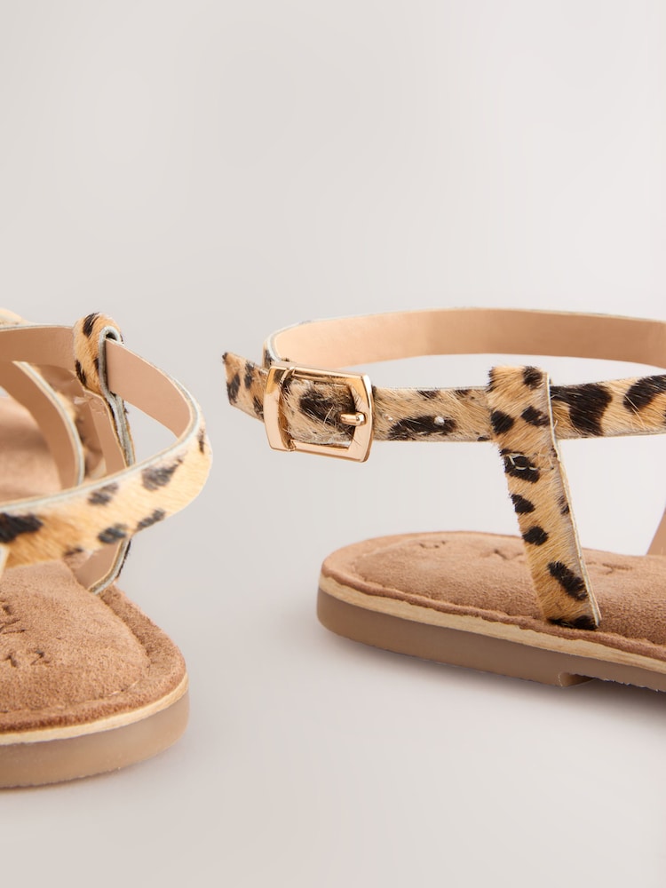 Buy Leopard Print Strappy Buckle Fastening Sandals from Next India