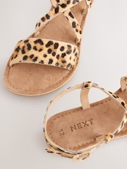 Animal Print Leather Strappy Buckle Fastening Sandals - Image 5 of 5