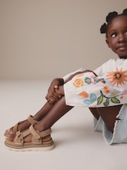 Tan Brown Suede Trekker Touch Fastening Sandals - Image 3 of 8