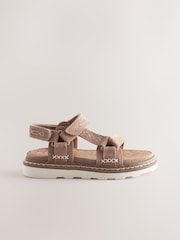 Tan Brown Suede Trekker Touch Fastening Sandals - Image 5 of 8