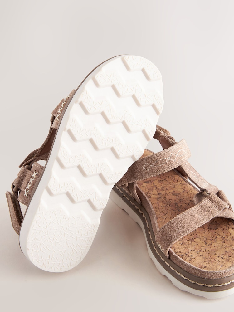 Tan Brown Suede Trekker Touch Fastening Sandals - Image 8 of 8