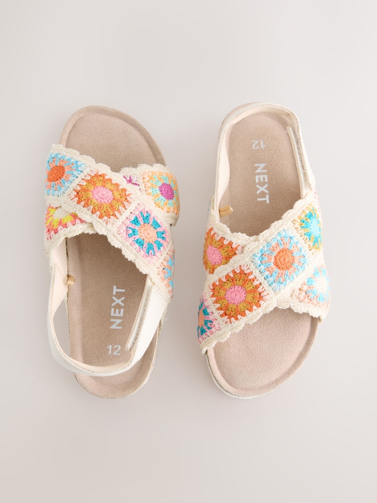 Multicolour Crochet Slip on Corkbed Sandals - Image 1 of 6