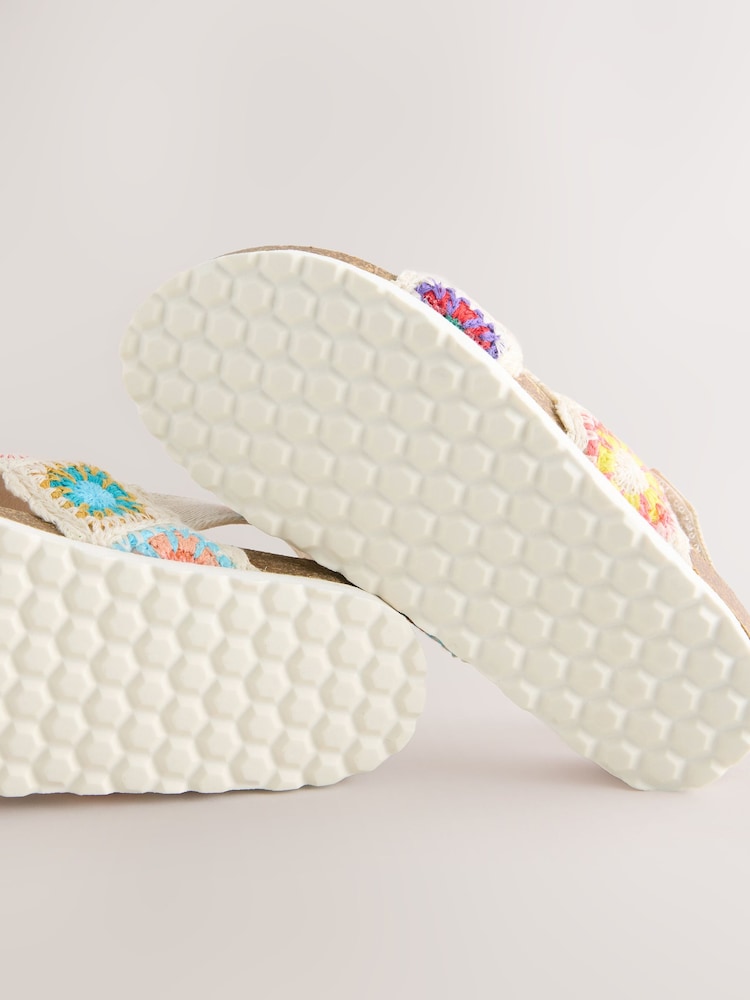 Multicolour Crochet Slip on Corkbed Sandals - Image 6 of 6
