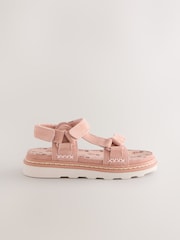 Dusky Pink Suede Trekker Touch Fastening Sandals - Image 2 of 4