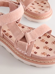 Dusky Pink Suede Trekker Touch Fastening Sandals - Image 4 of 4