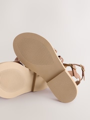 Tan Brown Leather Gladiator Sandals - Image 4 of 6