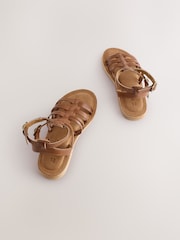 Tan Brown Leather Gladiator Sandals - Image 6 of 6