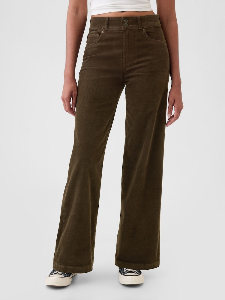 Gap Brown High Waisted Corduroy Stride Wide-Leg Jeans - Image 2 of 8