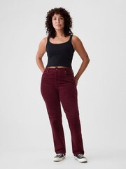 Gap Burgundy Red High Waisted Corduroy 90s Straight Trousers - Image 5 of 6