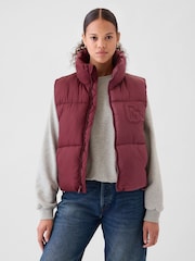 Bordeauxrood - Gap Gewatteerde bodywarmer met logo - Image 2 of 5