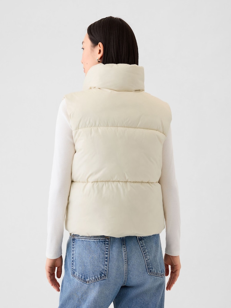 Gap Cream Logo Cropped Puffer Gilet Jacket - Image 2 of 5
