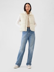 Gap Cream Logo Cropped Puffer Gilet Jacket - Image 3 of 5