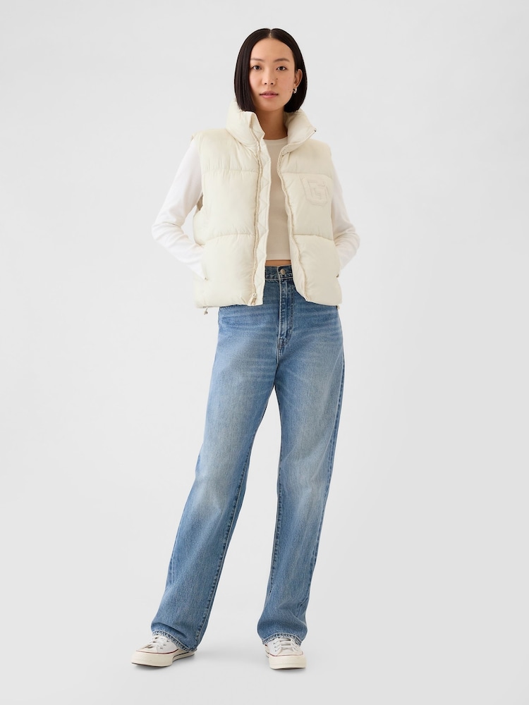 Crème - Gap Gewatteerde bodywarmer met logo - Image 3 of 5