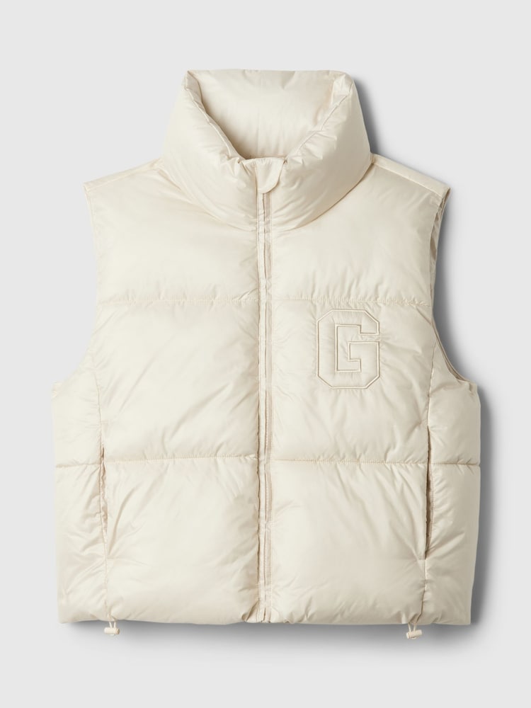 Gap Cream Logo Cropped Puffer Gilet Jacket - Image 5 of 5