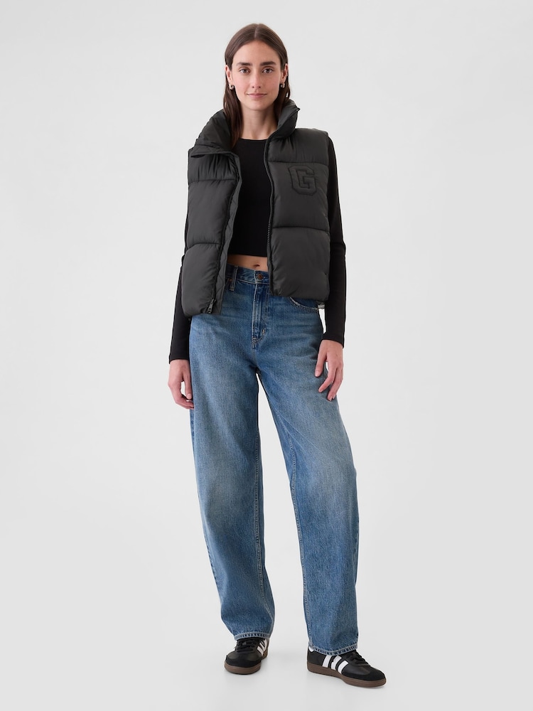 Gap Black Logo Cropped Puffer Gilet Jacket - Image 3 of 5