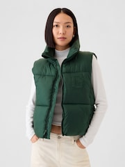 Kakigroen - Gap Gewatteerde bodywarmer met logo - Image 1 of 5