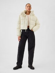 Gap Cream Logo Heavyweight Puffer Coat - Image 3 of 6