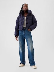 Gap Navy Blue Logo Heavyweight Puffer Coat - Image 3 of 6