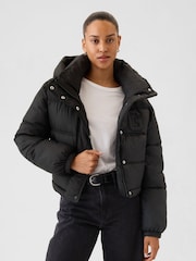Gap Black Logo Heavyweight Puffer Coat - Image 1 of 6