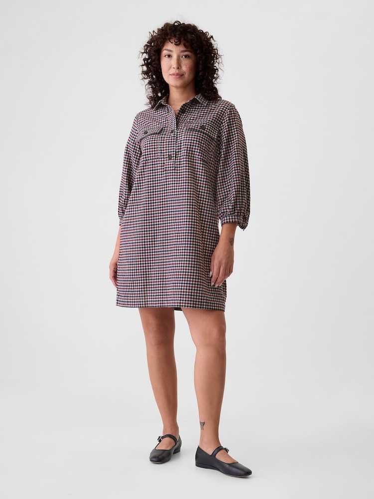 Gap Red Flannel Utility Mini Shirtdress - Image 1 of 5
