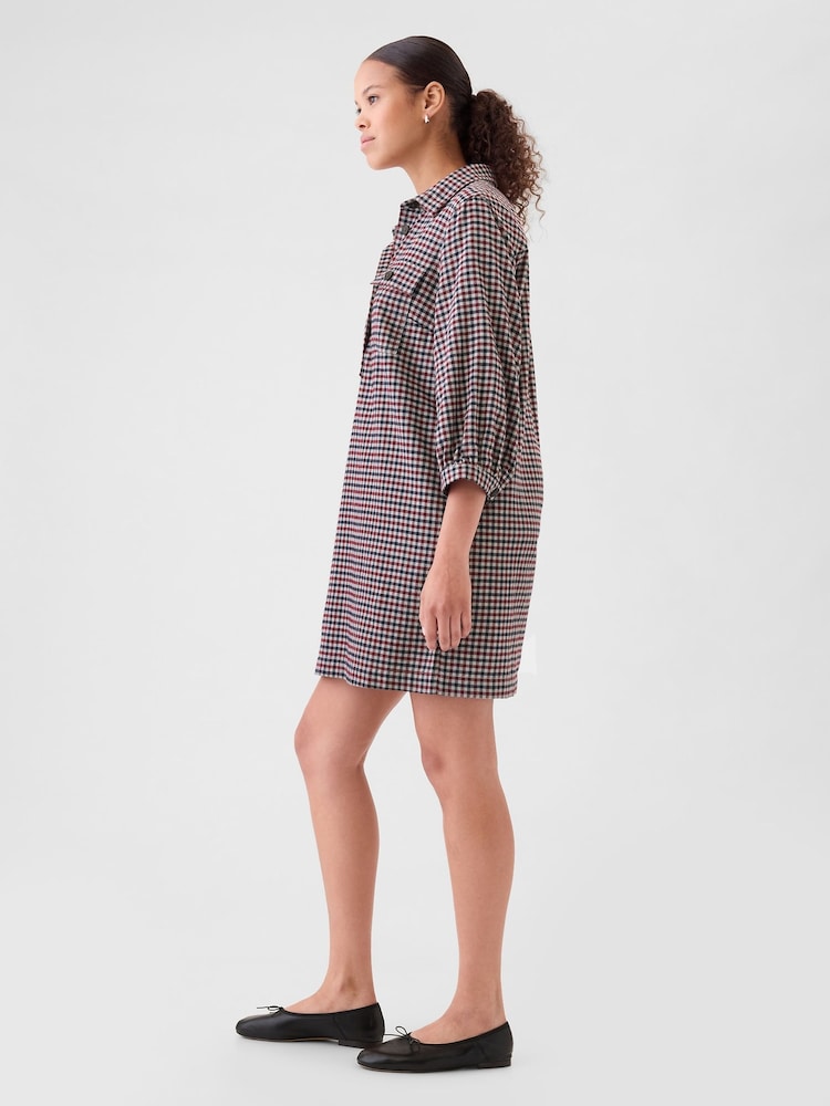 Gap Red Flannel Utility Mini Shirtdress - Image 2 of 5