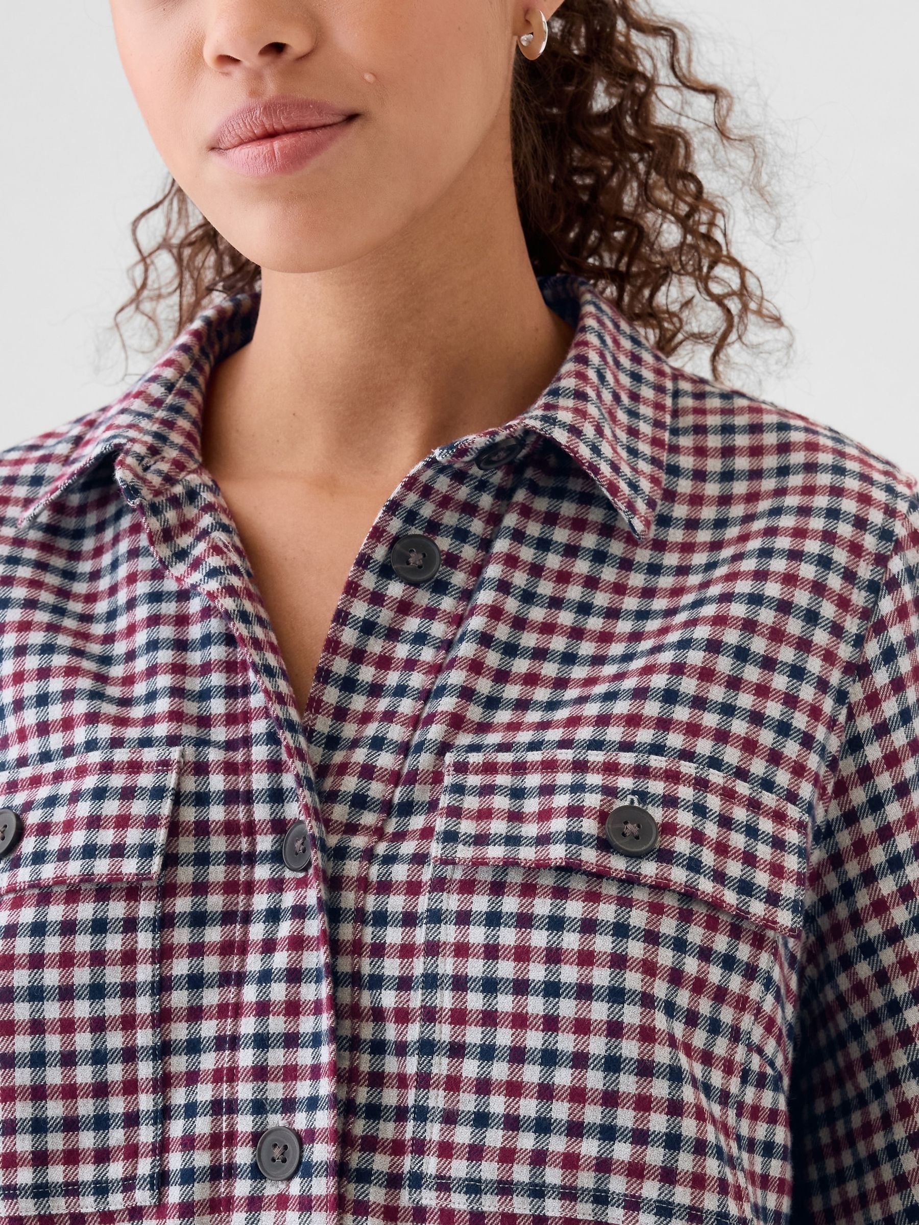 Gap Red Flannel Utility Mini Shirtdress - Image 5 of 5