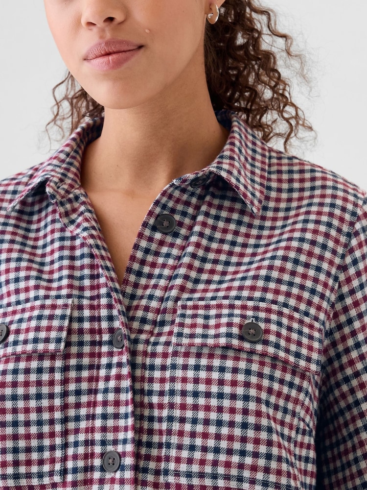 Gap Red Flannel Utility Mini Shirtdress - Image 5 of 5