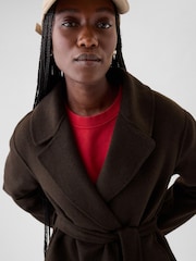 Gap Brown Belted Double Faced Wool-Blend Trench Coat - Image 4 of 5
