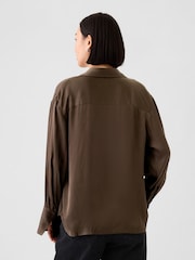 Gap Brown Satin Perfect Shirt - Image 2 of 5