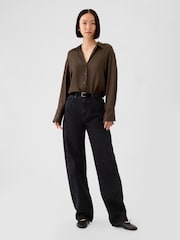 Gap Brown Satin Perfect Shirt - Image 3 of 5