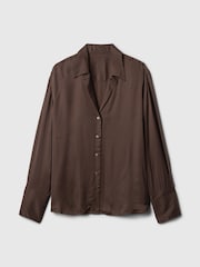 Gap Brown Satin Perfect Shirt - Image 4 of 5